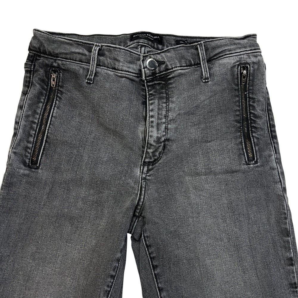 Banana Republic Jeans Womens 28 Gray Mid-Rise Skinny Premium Denim Zip Pockets